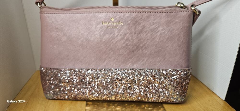 kate spade Mauve Pink Glitter Saffiano Leather Crossbody Bag